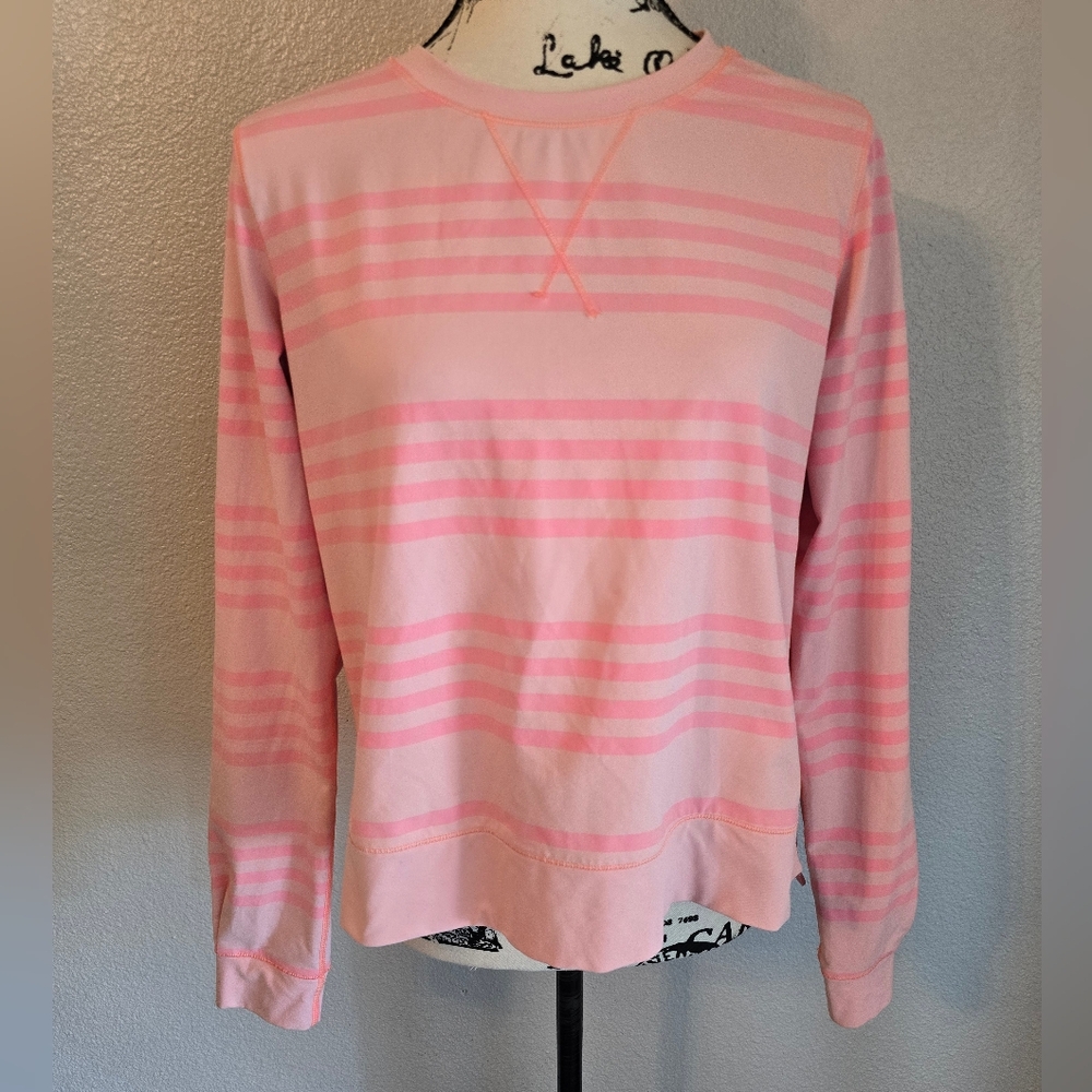 Lululemon Run Warm Up Crew Long Sleeve Ocean Stripe Bleached Coral, 10